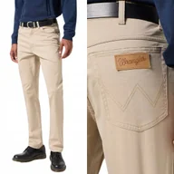Spodnie męskie - Wrangler TEXAS SLIM Plaza Taupe KLASYCZNE BEŻOWE BAWEŁNIANE W32 L32 - miniaturka - grafika 1