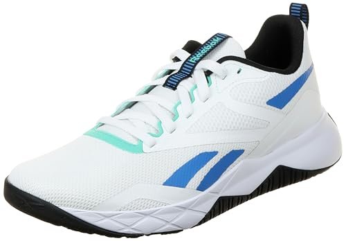 Reebok Męskie tenisówki NFX, obuwie białe/niebieskie/czarne, 45 EU, Obuwie białe kinetyczne niebieskie czarne, 45 EU