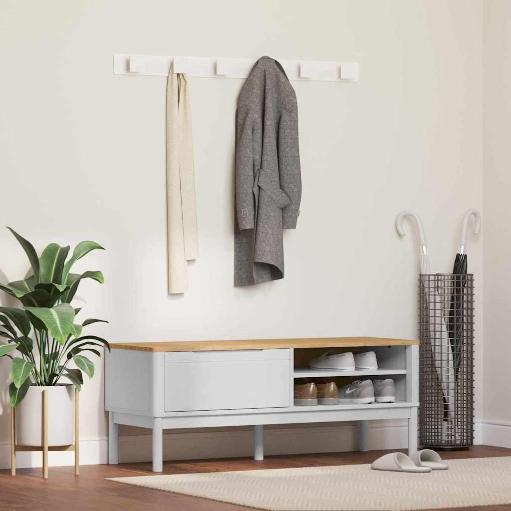 vidaXL Ławka do korytarza Biały 115 x 40 x 45 cm Lite drewno sosnowe