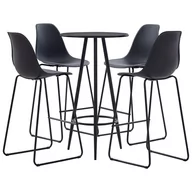 Stoły z krzesłami - Lumarko 5-częściowy zestaw mebli barowych, plastik, czarny - miniaturka - grafika 1