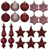 Bombki - Springos Bombki choinkowe 18 szt. zestaw ozdoby świąteczne matowe, błyszczące, brokatowe, bordowe UNIWERSALNY - miniaturka - grafika 1