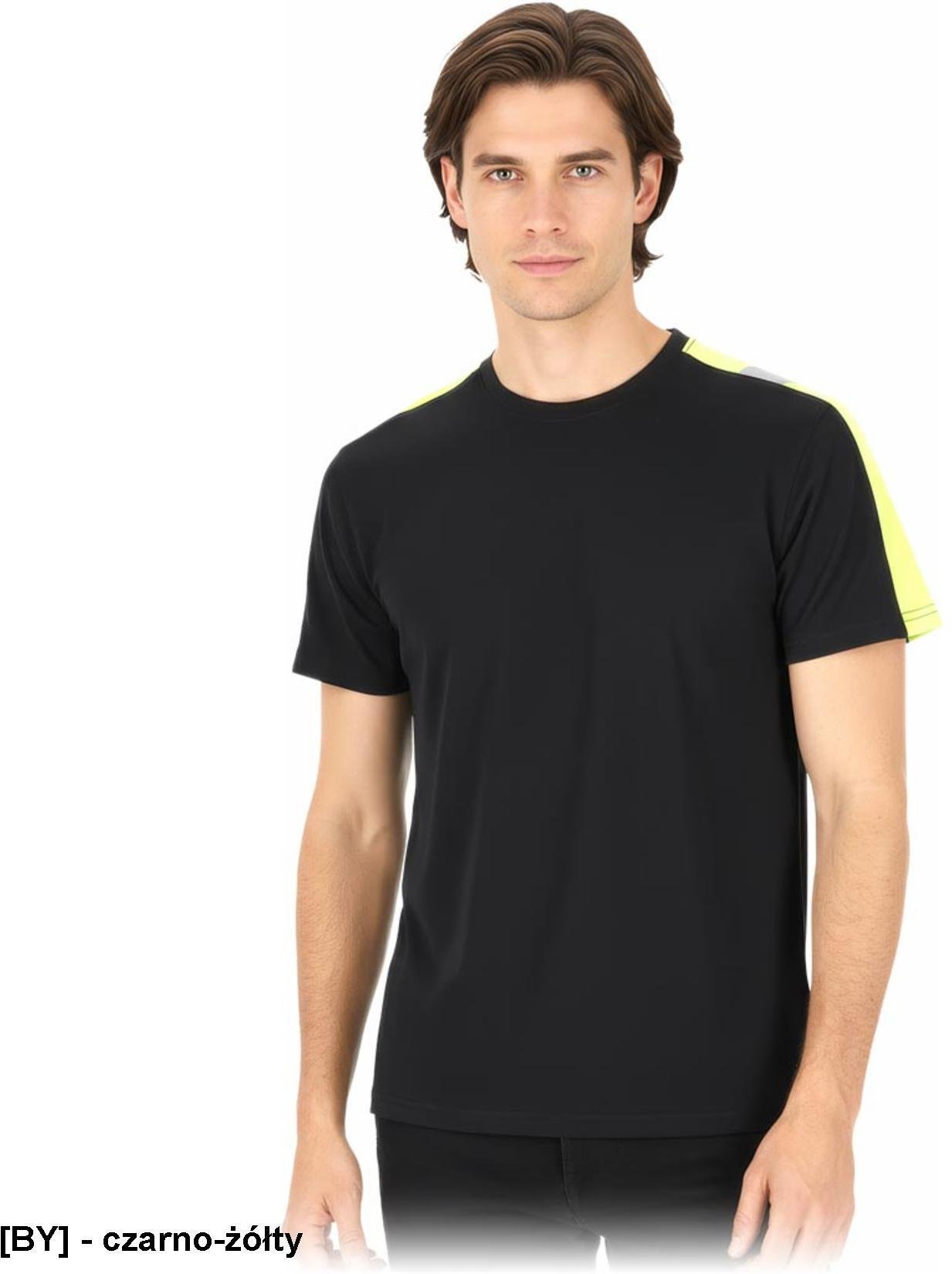 Reis Męski T-shirt lekka koszulka ochrona ciała krótki rękaw poliester bawełna pasy odblaskowe polecana dla kierowców logistyki sportowców TEVIS-SS 3XL