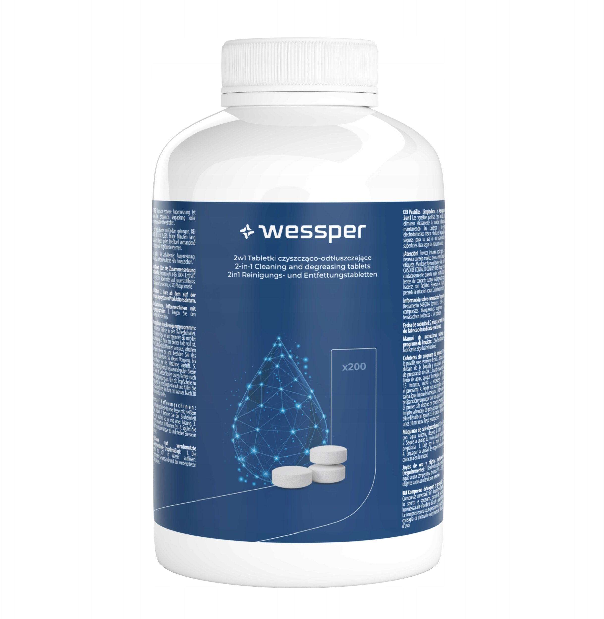Wessper 2w1 Tabletki czyszcząco-odtłuszczające 200 szt. WES078-200