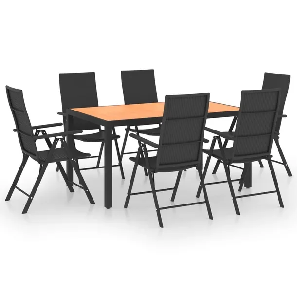 Zestaw mebli ogrodowych rattan PE - 150x90x74 cm, czarno-brązowy