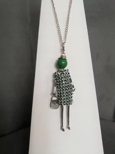 2 W 1 DŁUGI NASZYJNIK I BRELOK LALKA ZIELONA 65cm - Naszyjniki - miniaturka - grafika 1