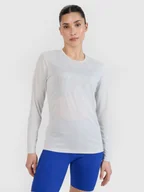 Koszulki sportowe damskie - 4F Longsleeve do biegania szybkoschnący damski - szary L - miniaturka - grafika 1