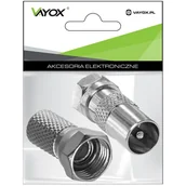 Inne akcesoria audio-wideo - Zestaw złącze wtyk "F" - wtyk ant. + wtyk "F" 6,8mm VA0096 Vayox - miniaturka - grafika 1