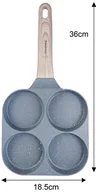 Patelnie - Patelnia z powłoką nieprzywieralną, 4 sekcje, szara z drewnianą rączką, 36x18,5x2,5cm Klausberg, KB-7822 - miniaturka - grafika 1