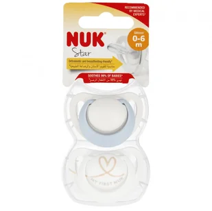 NUK Smoczek silikonowy 0-6m Star niebiesko-biały op.2 szt. - Smoczki uspokajające - miniaturka - grafika 1