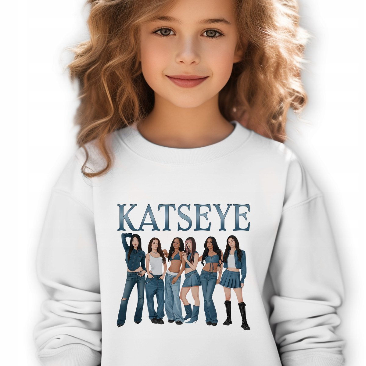Bluza Dziecięca Biała KATSEYE WORLD Muzyka K-pop Idolki Prezent - 140 cm Wz