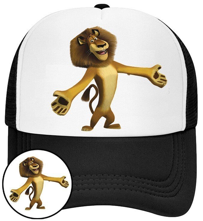 Czapka z Daszkiem Madagaskar Czarna z Nadrukiem Siatka Bejsbolówka