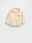 Bluzki dla niemowląt - Reserved - Bawełniana bluza z kapturem - kremowy - miniaturka - grafika 1