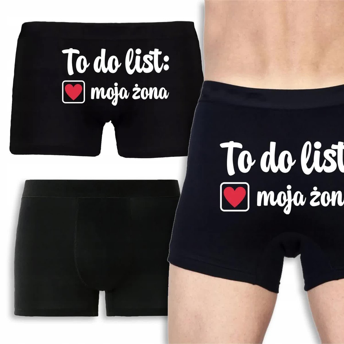 BOKSERKI CZARNE Prezent Walentynki Rocznicę Męża TO DO LIST: MOJA ŻONA L