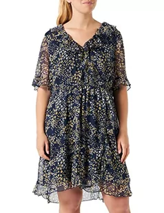 VERO MODA Curve Vmdora Kaya 2/4 krótka sukienka WVN Ga Cur sukienka, granatowa marynarka/AOP: Dora, 54 duże rozmiary EU, Navy Blazer/Aop: dora, 54 - Sukienki - miniaturka - grafika 1