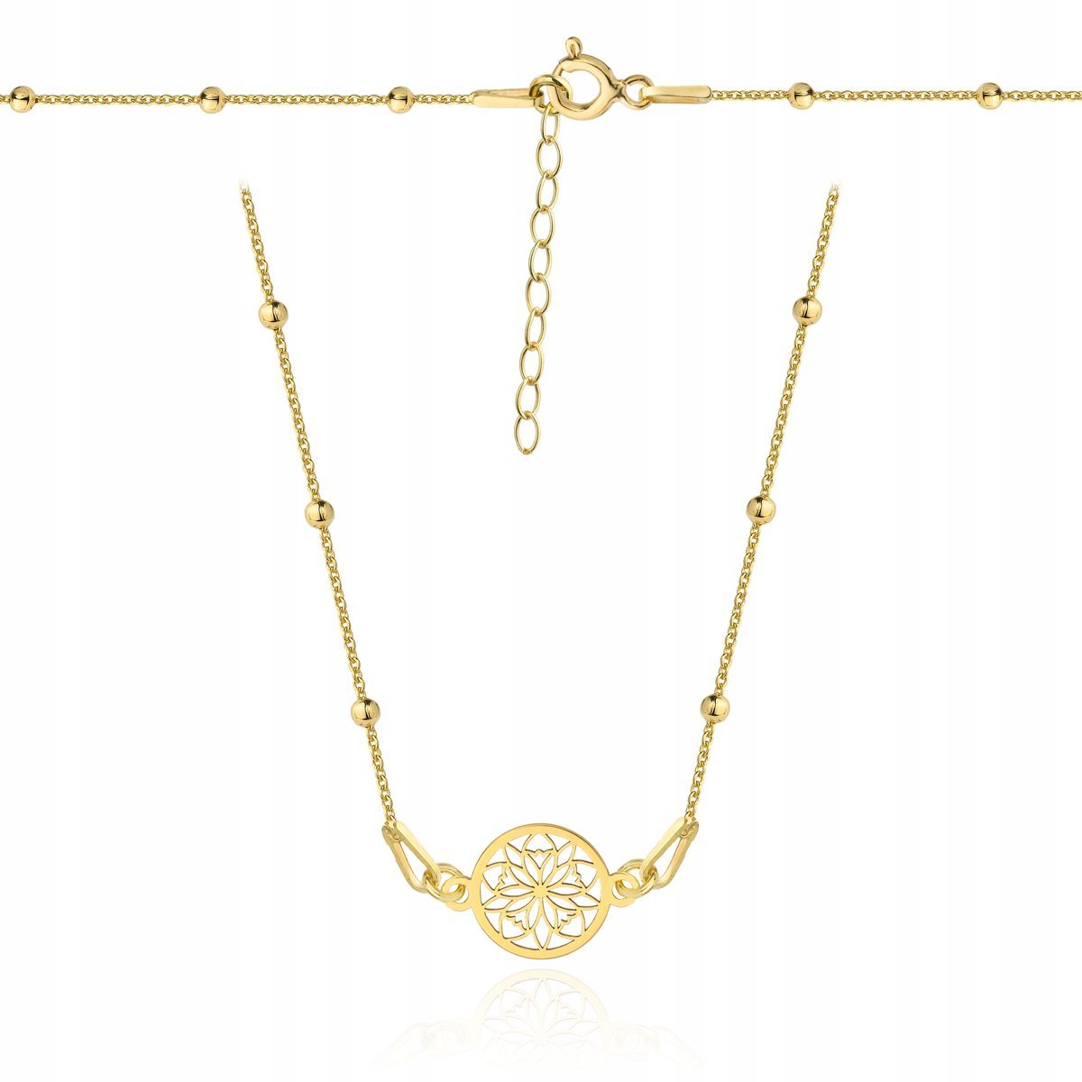 Złoty naszyjnik kulkowy CELEBRYTKA ażur ażurek