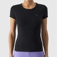 Koszulki i topy damskie - Koszulka Damska 4F T-shirt Czarny Basic Dopasowany Sportowy XS - miniaturka - grafika 1