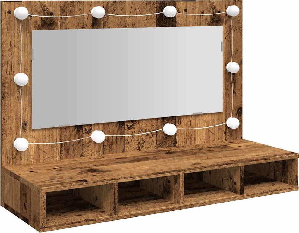 Szafka lustrzana z diodami LED Stare drewno 90x31,5x62 cm