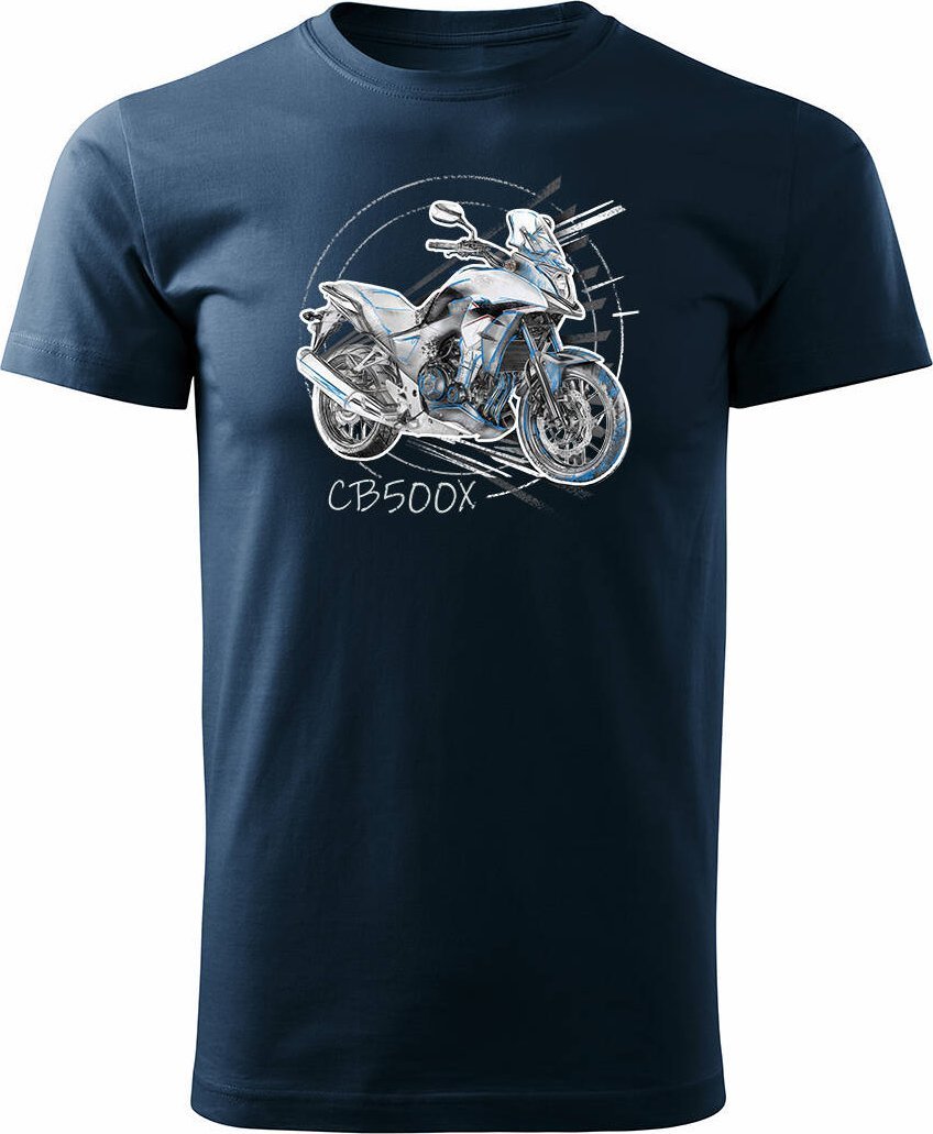 Topslang Koszulka z motocyklem na motor Honda CB 500X 500 X męska granatowa REGULAR S