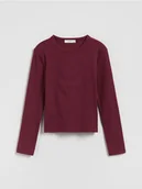 Bluzki dla dziewczynek - Reserved - Koszulka z wypukłą aplikacją - bordowy - miniaturka - grafika 1