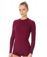 Bielizna sportowa damska - Bluza termoaktywna damska Brubeck Active Wool LS12810 śliwkowy - miniaturka - grafika 1