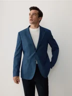 Kurtki męskie - Reserved - Marynarka slim fit z wiskozą - granatowy - miniaturka - grafika 1