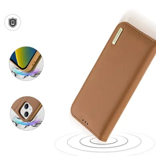 Dux Ducis Hivo skórzane etui z klapką pokrowiec ze skóry naturalnej portfel na karty i dokumenty iPhone 14 brązowy - Portfele - miniaturka - grafika 3