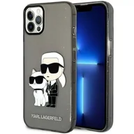 Etui i futerały do telefonów - Etui ochronne na telefon Karl Lagerfeld KLHCP12MHNKCTGK do Apple iPhone 12 /12 Pro 6,1" czarny/black hardcase Gliter Karl&Choupette - miniaturka - grafika 1