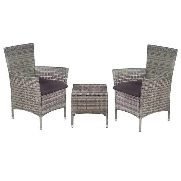 Zestaw Mebli Bistro z Polirattanu, Stół 41x41x42 cm, Krzesła 58x61x88 cm