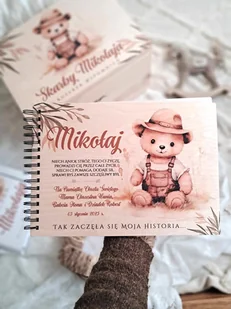 ALBUM MIŚ W KAPELUSZU z dedykacją, prezent na Roczek, Chrzest, narodziny - Pamiątka Chrztu Świętego - miniaturka - grafika 1