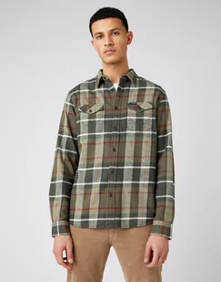 Męska Koszula Materiałowa Wrangler Ls 2Pkt Flap Shirt Ivy Green W5A53Wxix-M - Koszule męskie - miniaturka - grafika 1