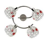 Lampy sufitowe - Candellux Kryształowy plafon sufitowy LAMPA ścienna OPRAWA spot ARON 98-12265 Chrom czerwony - miniaturka - grafika 1
