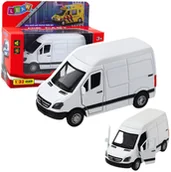 Samochody i pojazdy dla dzieci - Samochód Dostawczy Metalowy Z Napędem Pull Back Światła Dźwięki Biały 1:32 LEAN Toys - miniaturka - grafika 1