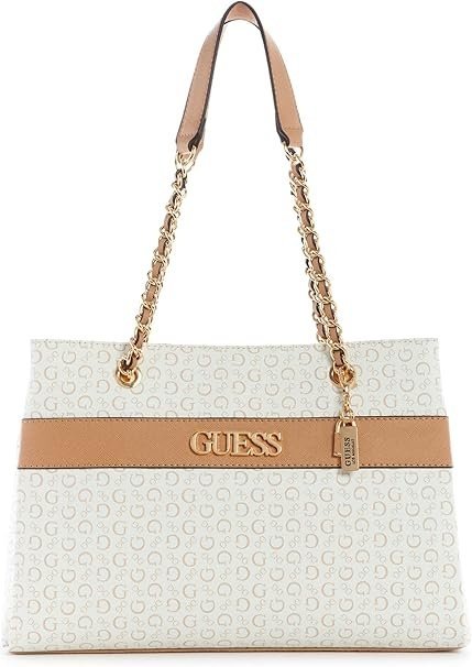 GUESS KLASYCZNA TOREBKA Z ŁAŃCUSZKIEM W BEŻOWYM KOLORZE 32x 12x 35 2GŁA