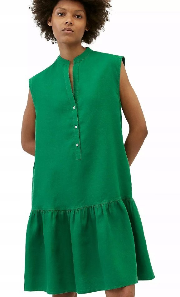 Marc O'polo Sukienka Zielona Przed Kolano Damska Lniana 44 Jmi