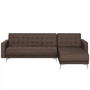 Beliani Sofa lewostronna ciemnobrązowa tapicerowana rozkładana ABERDEEN - Sofy i kanapy - miniaturka - grafika 1