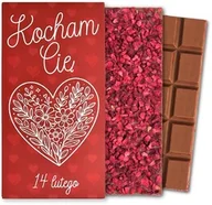 Czekolada - Czekolada mleczna z malinami 50 g - prezent na walentynki w pudełku Kocham Cię - miniaturka - grafika 1