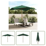 Parasole ogrodowe - The Living Store Parasol ogrodowy na drewnianym słupku - zielony - 300x300x273 cm - Parasol Ogrodowy - miniaturka - grafika 1
