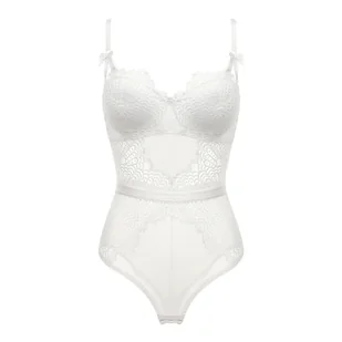 Koronkowe body na ramiączkach - Biały 85C - Body - miniaturka - grafika 1