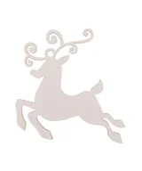 Bombki - Cresco Bombka drewniana Renifer 3szt biała - miniaturka - grafika 1