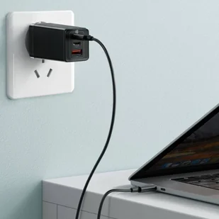 Baseus GaN2 Pro szybka ładowarka sieciowa BPS II 65 W USB / 2x USB Typ C Quick Charge 3.0 Power Delivery SCP FCP AFC (azotek galu) czarny + kabel USB Typ C (CCGAN2P-B01) hurtel-64916-0 - Ładowarki do telefonów - miniaturka - grafika 30