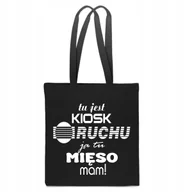 Torby i wózki na zakupy - EKO TORBA Bawełniana na zakupy KIOSK RUCHU MIĘSO Biedronka czarna TT_192 - miniaturka - grafika 1