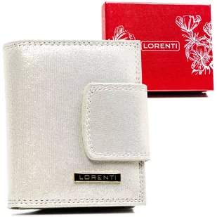 Mały portfel damski ze skóry naturalnej błyszczący ochrona RFID Lorenti, srebrny - Portfele - miniaturka - grafika 1
