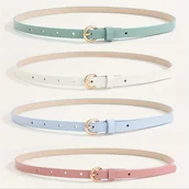 Inne - TEMU Zestaw 4 sztuk pasków z ekoskóry ze złotą okrągłą klamrą, ręcznie robiony, luksusowy i modny pas dla kobiet, wielofunkcyjny i uniwersalny do - miniaturka - grafika 1