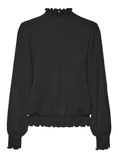 Bluzki damskie - VERO MODA Vmalvas Ls Smock Top WVN Ga Noos bluzka damska, czarny, S - grafika 1