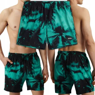 Kąpielówki Męskie Hawajskie Szorty Plażowe z Nadrukiem Palmy ATLANTIC - L - Kąpielówki męskie - miniaturka - grafika 1