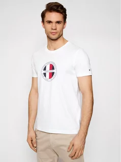 Koszulki męskie - Tommy Hilfiger T-Shirt Circular Logo MW0MW16593 Biały Regular Fit - grafika 1