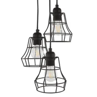 Lampy sufitowe - Beliani Lampa wisząca czarna 3 klosze PECWAN - miniaturka - grafika 1