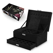 Pudełka i szkatułki - Szkatułka na biżuterię kuferek etui organizer czerń pudełko PD119CZ - miniaturka - grafika 1