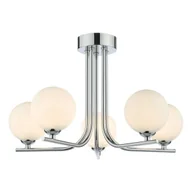 Lampy sufitowe - Srebrna lampa wisząca Cradle 5 z mlecznymi kloszami do salonu - miniaturka - grafika 1