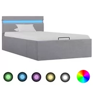 Łóżka - vidaXL Rama łóżka, podnośnik i LED, jasnoszara, tkanina, 90 x 200 cm - miniaturka - grafika 1